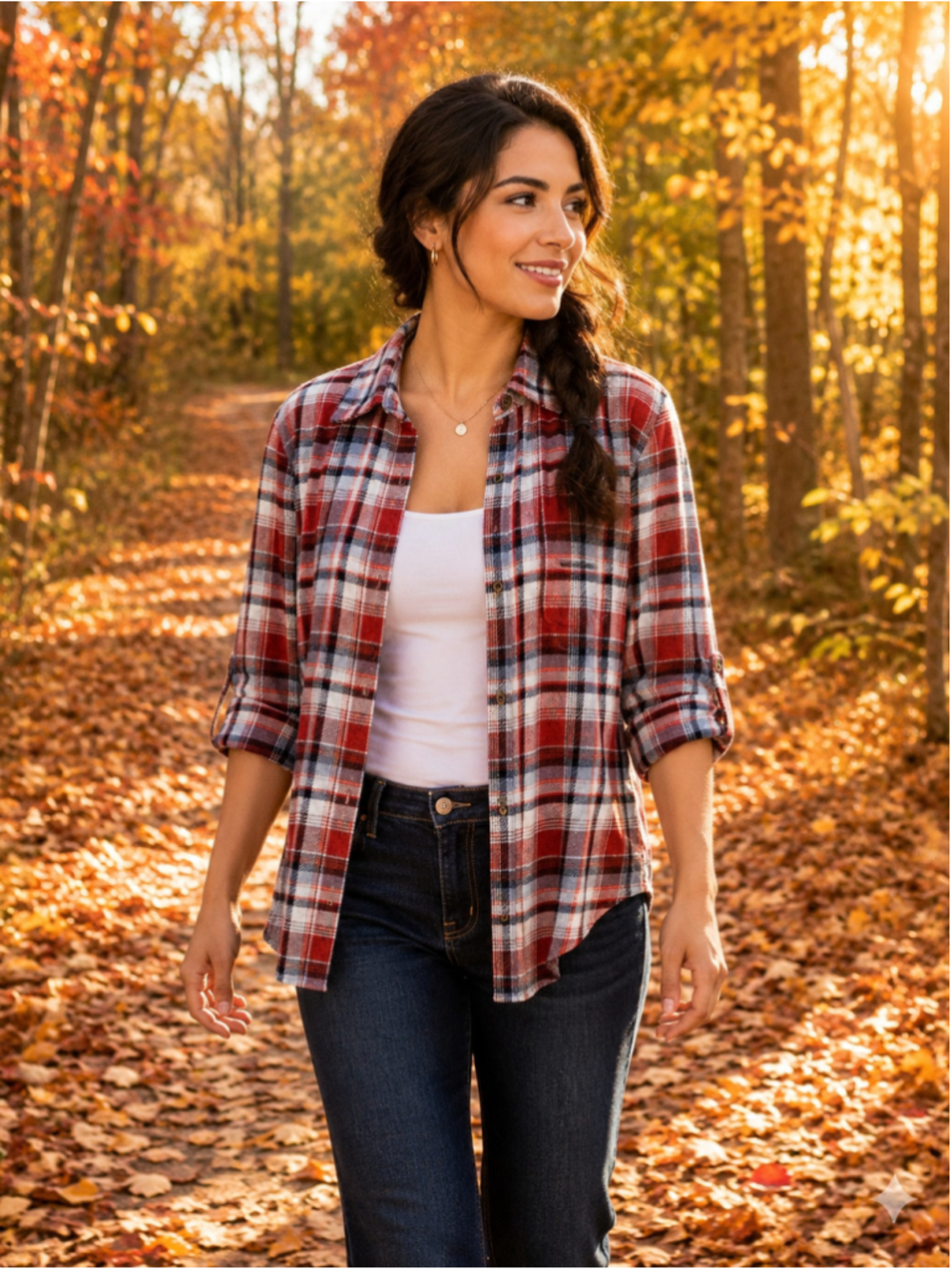 Oona Maude Anthropologie Medium Red Plaid Flannel Shirt Roll Sleeve Boho Fall